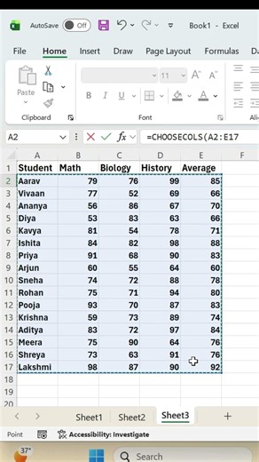 How to extract data with choosecols in excel #excel #mstechtricks #excelvba #microexcel
