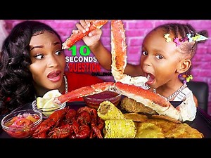 CRAWFISH BOIL *10 SECONDS CHALLENGE QUESTIONS*(SEAFOOD BOIL MUKBANG) BROWN GLORY SAUCE | QUEEN BEAST