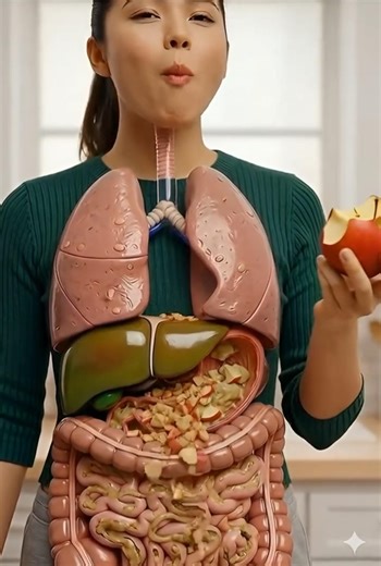 how the human body digestive an apple | realistic 3d digestive system #AppleDigestion #3DAnimation