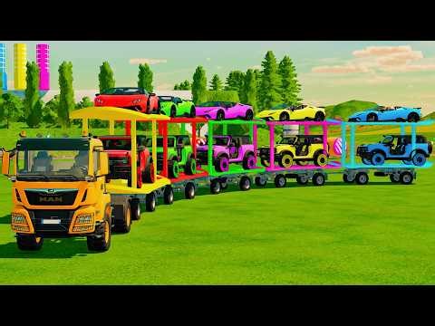 MASSIVE TRANSPORT DODGE HELLCAT POLICE, EXAUST FLAMES LAMBO & FS 25 CHAOS! Farming Simulator 25