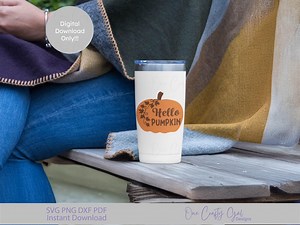 Hello Pumpkin SVG Cut File - Farmhouse Style Fall Craft Design - Etsy