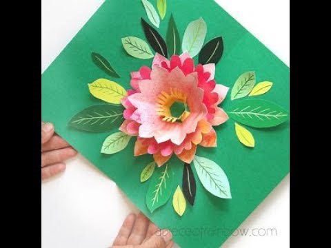 DIY Big Watercolor Flower Pop Up Birthday Card ( Free Templates! )