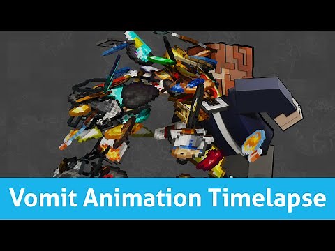 Item Vomit Animation Timelapse | Blender 2.8 Minecraft #MCprep