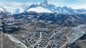 Fitz Roy Mountain At El Chalten In Patagonia Argentina. Nature Landscape. Travel Background. Patagonia Argentina. Downtown Cityscape. Fitz Roy Mountain At El Chalten In Patagonia Argentina.