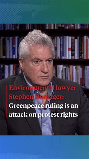 Longtime human rights and environmental lawyer Steven Donziger was part of the independent trial monitoring team observing pipeline company Energy Transfer’s defamation suit against Greenpeace. He says the trial, which concluded with an order for Greenpeace to pay millions in damages to Energy Transfer, was intentionally held in a North Dakota county with deep ties to the fossil fuel industry and was rife with due process violations. | Democracy Now!