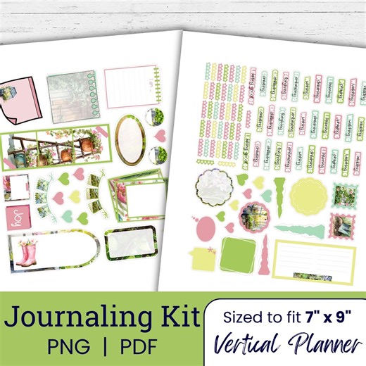 Spring Garden Journal Stickers Printable Kit | Cute Planner & Journaling Stickers SG109 - Etsy