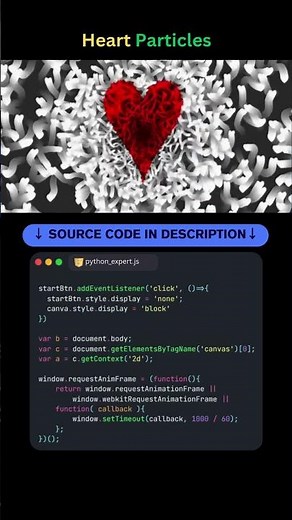 Heart Particles Reveal – Canvas JavaScript Animation! #coding #programming #heart #particles #shorts