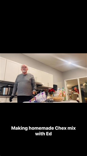 Ed”s in the kitchen, making his famous Chex Mix treat with Worcestershire sauce. Some traditions will never be forgotten—simple, wholesome, and absolutely delicious. A healthy snack made with love and memories. Priority Life Care #ChexMixMemories #FamilyRecipes #TraditionsThatLast #HomemadeGoodness #ComfortFood | Lake Meadows Assisted Living | Facebook