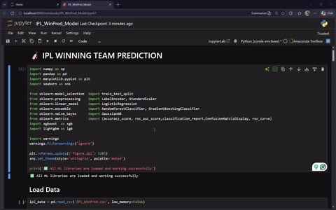 #machinelearning #datascience #python #ipl #sportsanalytics #ai #jupyternotebook #classification #learningbydoing #projects | Sudip Biswas