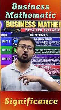 B.Com (H) Sem-3 Significance of Business Mathematics
