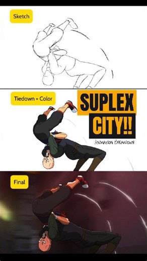 SUPLEX CITY!! 🤼animation breakdown from my previous project #2danimation #bjj #grappling #wrestling