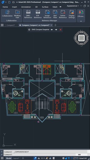 Tired of missing drawing updates? 👀 With DWG Compare in GstarCAD 2026, you can: ✔️ Instantly compare drawings ✔️ Spot changes with revision clouds ✔️ Import updates directly into your work ✔️ Export a snapshot for future reference ✅ Reviewing changes has never been faster or easier! 👉 Discover more about GstarCAD 2026: gstarcad.net #GstarCAD2026 #DWGCompare #CADMadeEasy | GstarCAD