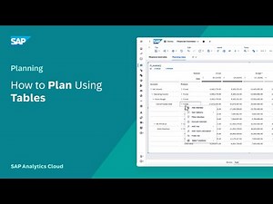 How to Plan Using Tables: SAP Analytics Cloud