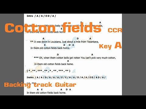 Cotton Fields (CCR) - Key A - Backing Track Guitar + Chord
