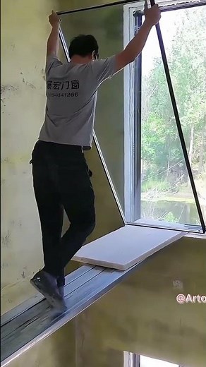 Large Glass Window Installation 🪟 Aluminum Frame Construction Process