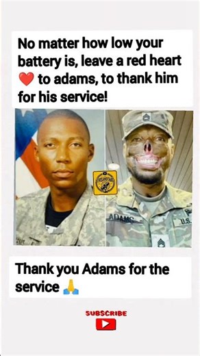 no matter how low your battery is, leave a red heart ❤️ to adams #service #soldier #shorts