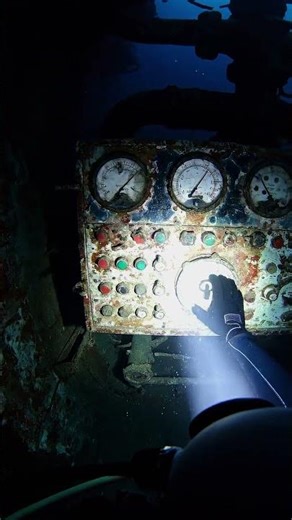 Diver Enters a Sunken Submarine Control Room 😱⚙️ #submarine #deepsea #shorts