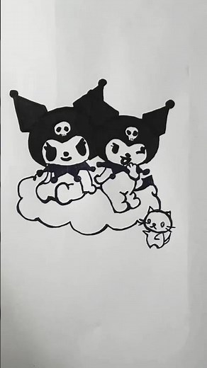 Cute Kuromi in B&W Style 🖤 Part 13 #drawing #kawaii #shorts
