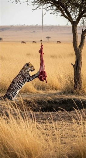 Will the leopard get the meat… or fall into the trap? Ending #leopard #wildlife #trap #viralvideo