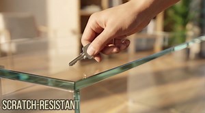 53" Tempered Glass Desk, Modern Simple Home Office Desk with Tempered Glass Legs, Ideal for Gaming, Home Office or Computer Workstation, Clear