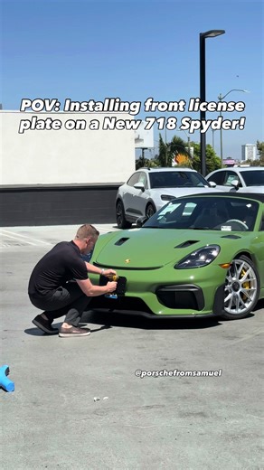 POV: Installing front license plate on a 718 Spyder! . #718spyder #porsche #carsalesman