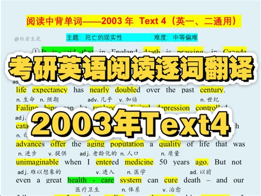 【2003年 Text 4】考研英语阅读真题逐词翻译【考研英语阅读】考研英语阅读真题逐词翻译｜真题词汇｜美音朗读｜2003年 Text 4 英一英二通用