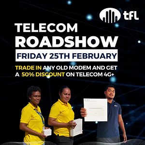42 reactions | Meet the Telecom Roadshow Team this Friday! The Trade In Promotion is available at all Roadshow locations and Telecom Customer Care Centers. Get the best online experience with our 4G+ Pocket WiFi and Home Gateway modem. Available for postpaid and prepaid plans. Sign up now: bit.ly/3mvzkrj Recharge: bit.ly/3AEFj27 *Conditions Apply #TelecomFiji #TelecomExperience #TheBestOnlineExperience #Fiji | Telecom Fiji | Facebook