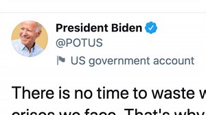 Joe Biden posts first POTUS tweet: 'No time to waste in tackling crises' | LBC