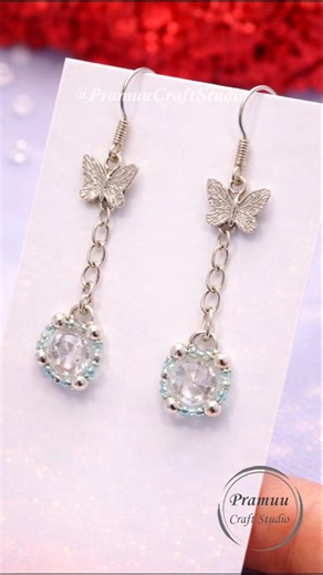 Butterfly Crystal Drop Earrings 🦋 | Easy DIY Handmade Jewelry✨ #shorts #handmade