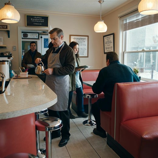 I Let A Family Sleep In My Diner During A Snowstorm In 1992. Thirty Years Later, It Was My Last Day Behind The Counter. Then Three Strangers Walked In With A Suited Man And A Briefcase… And My Whole Small Town Went Quiet. Have you ever helped someone for one night… and never stopped wondering if they made it? Have you ever stood in a place you built with your own hands and felt time slipping through your fingers? And what would you do if, on your last day, the past walked back in wearing a suit?