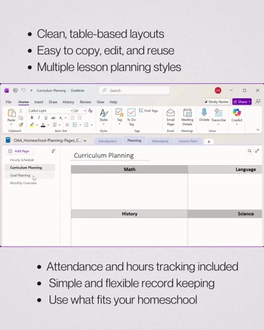 Editable Onenote Homeschool Planning Pages | Digital Homeschool Planner Templates | Simple & Customizable - Etsy