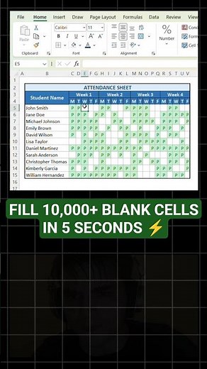 Watch Excel fill 500 blanks in 3 seconds #excel #hacks