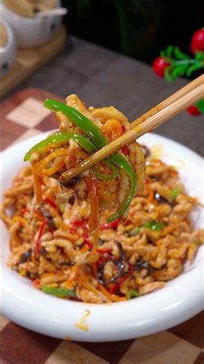 Sweet, Sour & Spicy! Classic Shredded Pork with Garlic Sauce #cooking #recipe