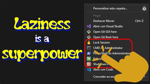 CMD, PowerShell, Shutdown PC, Restart PC & Lock PC In The Context Menu.