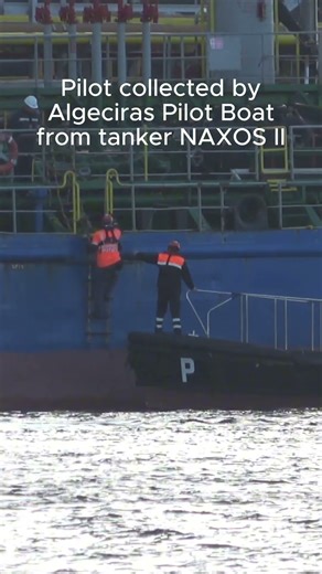 Algeciras Pilot Boat Pilot Climbing Down from Tanker