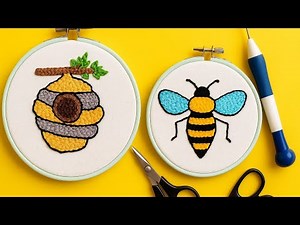 🌟 Punch Needle Embroidery Tutorial | Easy & Fun Bee & Beehive Design 🐝✨