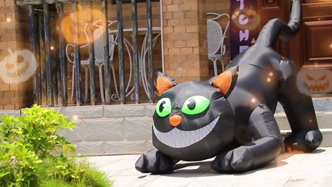 FunFanso 7 FT Halloween Inflatables Black Cat Outdoor Decorations, Blow Up Yard Decorations Built-in Bright LEDs for Indoor Party Garden Lawn Decor, Easy Installation Festival Halloween Party Decor