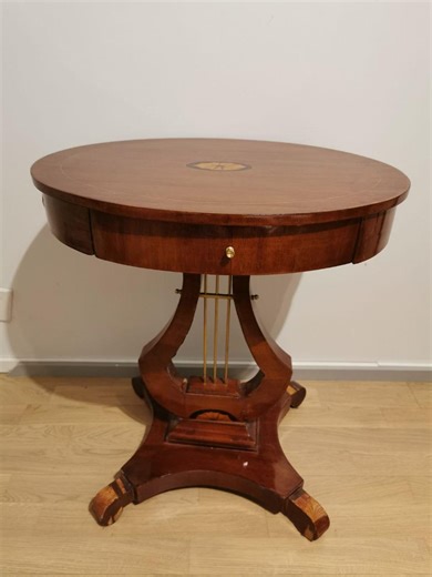 Antique Empire Style Sewing Table With Lyre-shaped Base, Circa 1900. - Etsy