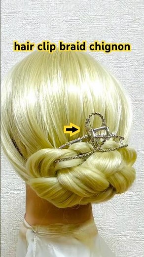 ヘアクリップ編み込みシニヨンまとめ髪✨hair clip braid chignon