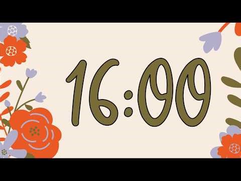 16 Minute Fun Spring Floral Classroom Timer (No Music, Happy Harp Alarm at End)