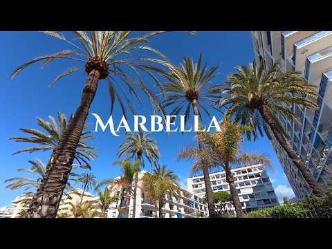 Relaxing Walk in Marbella, Spain 🌴| Early Spring Beach Promenade Walking Tour (4K)