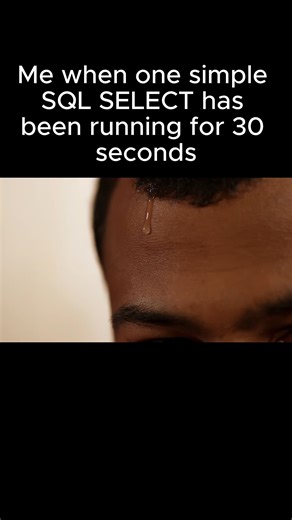 readytools on Instagram: "Me when one simple SQL SELECT has been running for 30 seconds... SQL is a declarative language, which means you describe *what* data you want, not *how* to get it. The database engine decides the execution plan using statistics, indexes, and cost estimates. Two identical SELECT queries can run very differently depending on data distribution, index health, query cache, and concurrency. Small changes like adding a WHERE condition, changing join order, or missing an index 