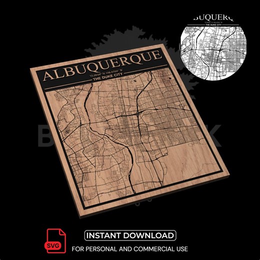 Albuquerque City Map SVG File | CNC, Laser Cutting, and Woodworking Design (digital Download) - Etsy