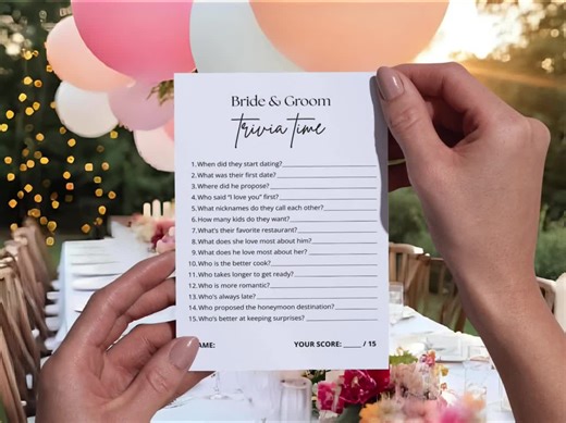 Bride and Groom Trivia Game, Printable Bridal Shower Game, Engagement Party Game, Minimalist Wedding Reception Game, Couples Trivia Game - Etsy