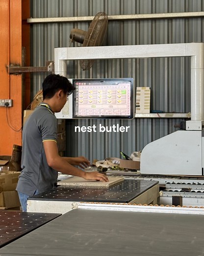 2.8K views | Here’s 30 seconds from our factory visit in Bayan Lepas, Penang. We got hands-on with a new cutting-edge machine—learning how it works end to end. The tour gave us sharper insights and smarter ways to tackle your renovation projects. We can’t wait to bring what we’ve learnt into your homes. #nestbutler #coohom #homag #modernliving #interiordesign #designinspiration #factoryvisit #malaysianhomes #shotoniphone | Nest Butler | Facebook