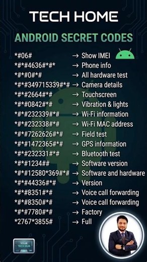 🤫 Android Secret Codes: Master Your Phone Today! 📲 | Tech Home #android #secretcode #shorts