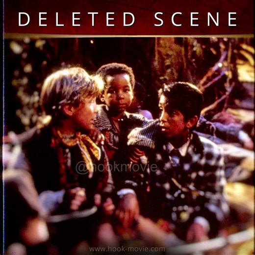 A touching moment was filmed but deleted from the final cut. The scene takes place right after the food fight. The Lost Boys flip their table over, turning it into a giant bed as they sit down to hear a story from Peter. Peter starts to tell the tale, but very quickly each of the Lost Boys, one after another, adds new, wild ideas: drooling dragons, giant monsters, tunnels, treasures, a moon being nibbled by the sky. The story evolves into a lively mix of everyone’s imagination. When Peter tries