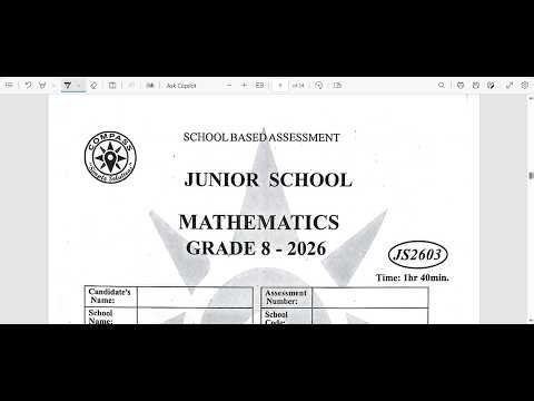 COMPASS JS2603 GRADE 8 MATHEMATICS END OF TERM ONE EXAMINATIONS