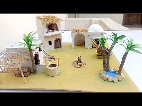 how to make Cardboard village | Desert Oasis