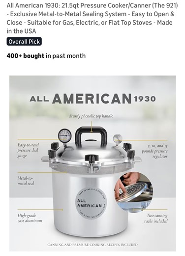 Watch All American Pressure 21.5 quart Canner on Amazon Live